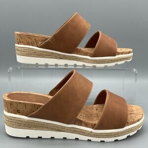 NEW Easy Street Women’s Maryann Wedge Sandals Tan Size 7W